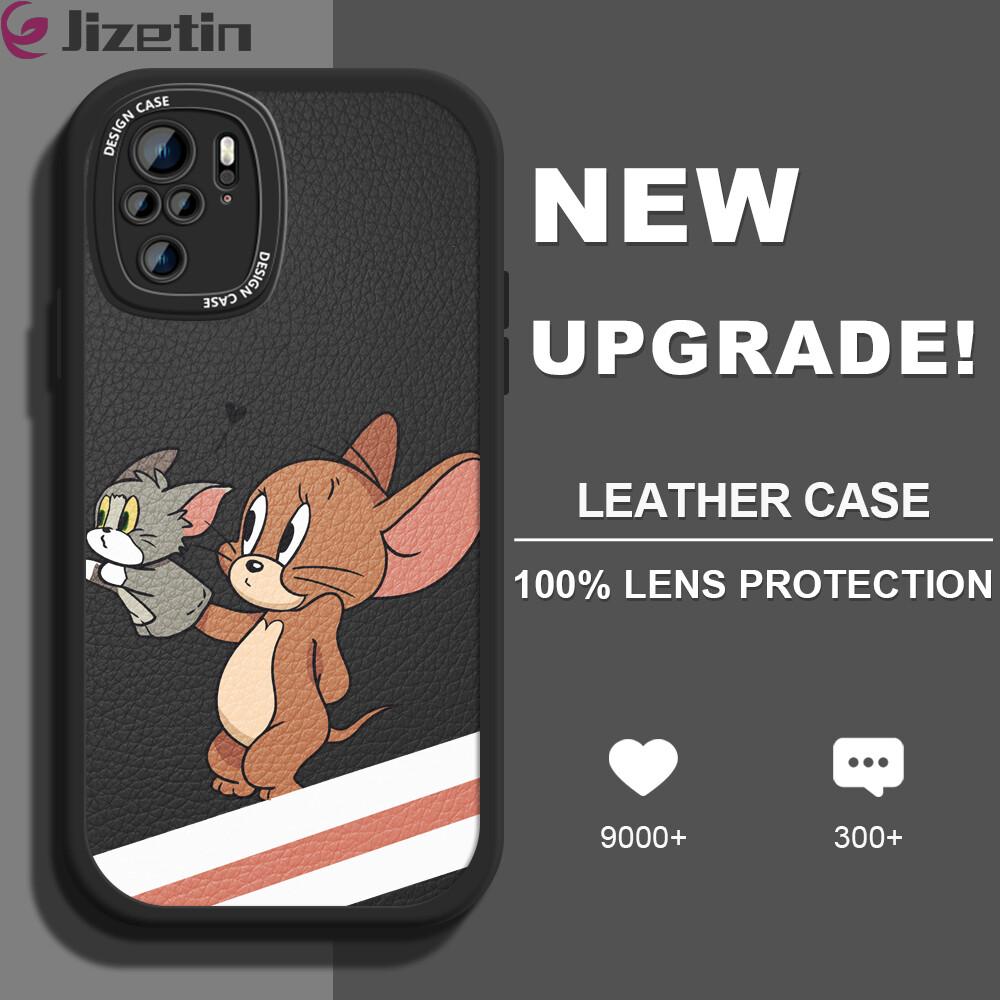 Jizetin Leather Casing For Xiaomi Redmi Note 10 Note 10 5G Note 10 Pro Note 10S Slim Skin Feeling Cartoon Leather Back Casing Soft Silicone PU Leather Cover Phone Case