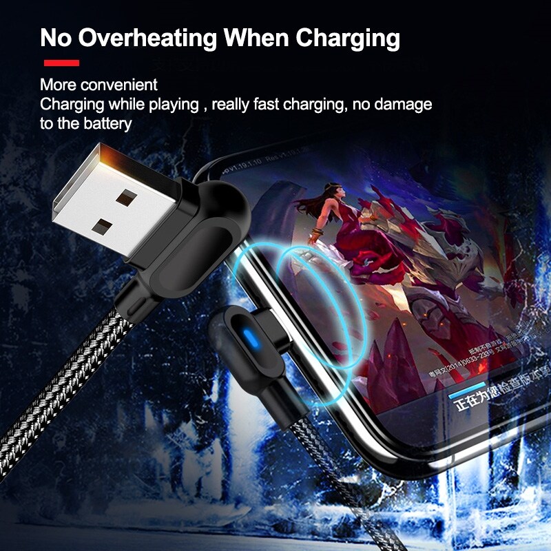 [A NEW] 90 DegreeUSB USB Type CWithLight Elbow CableCharging Data Cord1311Xiaomi Phone