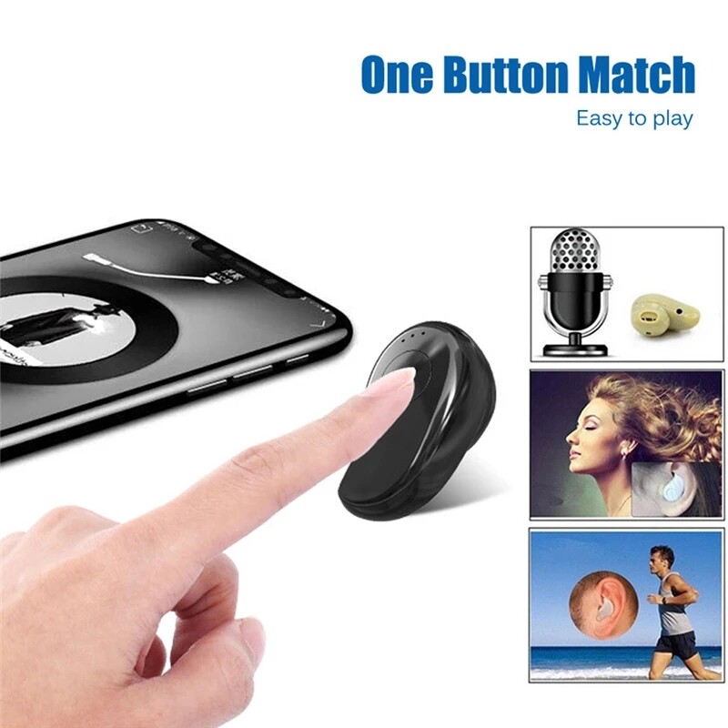 Tai Nghe Bluetooth Âm Nhạc Xe Hơi Âm Thanh Nổi Thể Thao Không Dây Vô Hình Mini Tai Nghe Nhét Trong Tai Tai Nghe Thể Thao Có Mic Cho Android Iphone