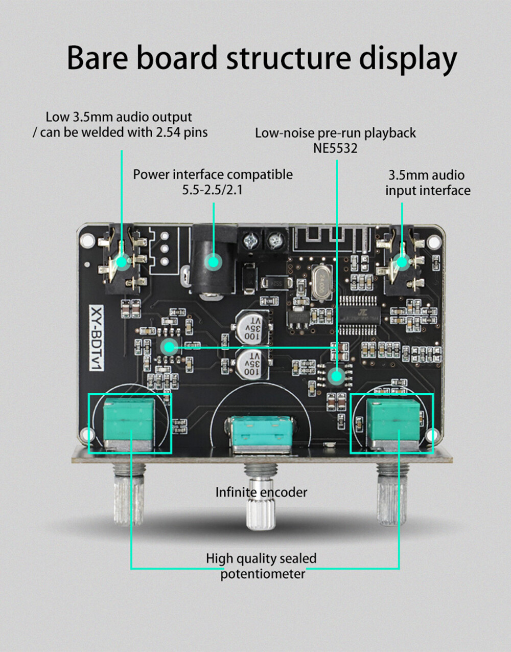 【Ready Stock&Free Shipping】Original Aideepen XY-BDT Bluetooth 5.1 Decoder Board Dual-channel AUX Stereo High and Low Tone Pre-module 360-degree Stepless Tuning