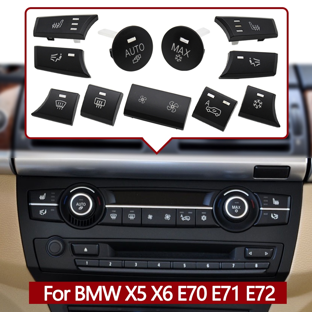 [HOT W] Dashboard Air Conditioning AC Ventilation Control Button Auto Knob Switch Caps For BMW X5 X6 E70 E71 E72 2007-2014 64119310445