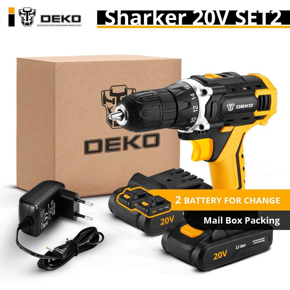 DEKO New Arrival Sharker 20V SET2 Cordless Drill Electric Screwdriver
