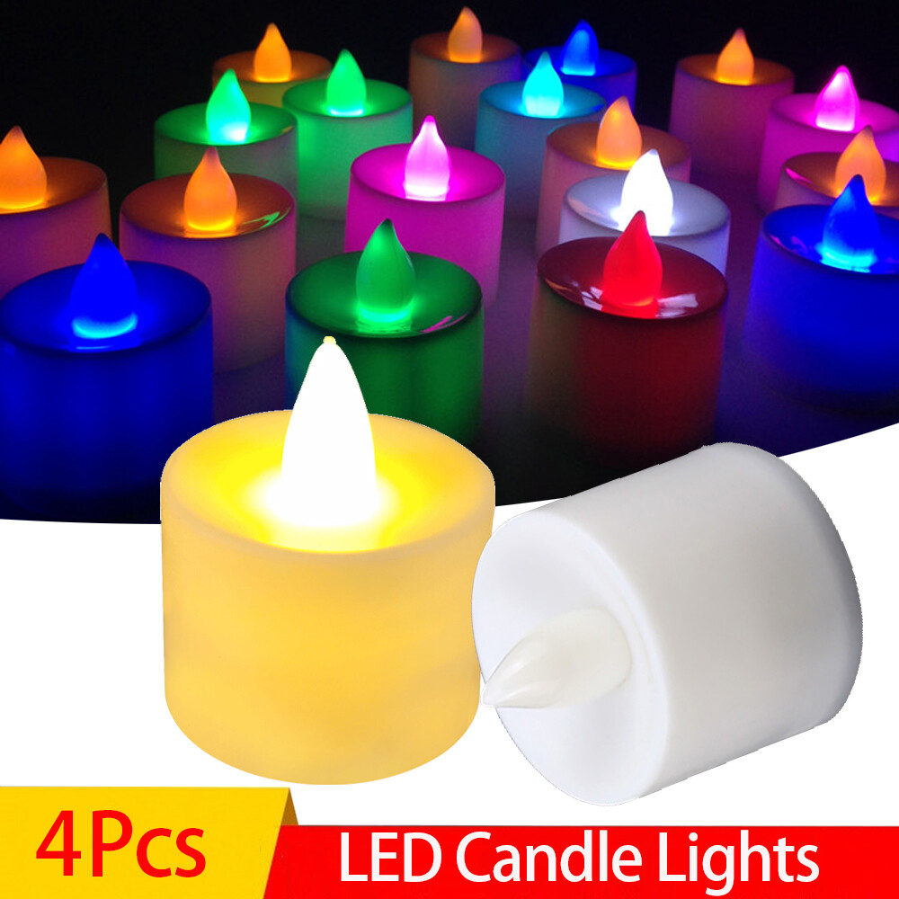 [YESPERY] 4Pcs Electronic LED Candle Light Smokeless Flameless Battery Candle For Wedding Birthday Party Decor