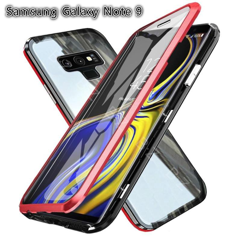 Dành Cho Samsung Galaxy Note 9 Ốp Nam Châm Ốp Kính Cường Lực 9H Hai Mặt Trước + Sau 360 Dành Cho Samsung Galaxy Note 9 Ốp Chống Sốc Kim Loại