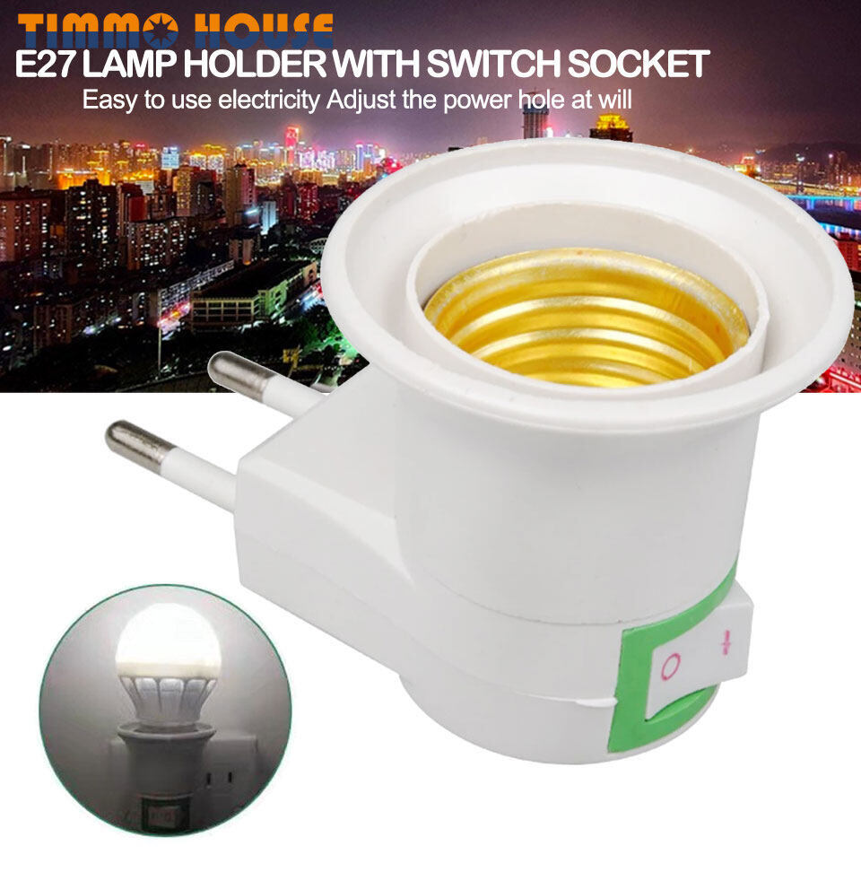 [Timmo House] Đui Đèn LED E27 Màu Trắng Tiện Dụng Với Công Tắc Chuyển Đổi Bộ Chuyển Đổi Bật/Tắt Cho Bóng Đèn