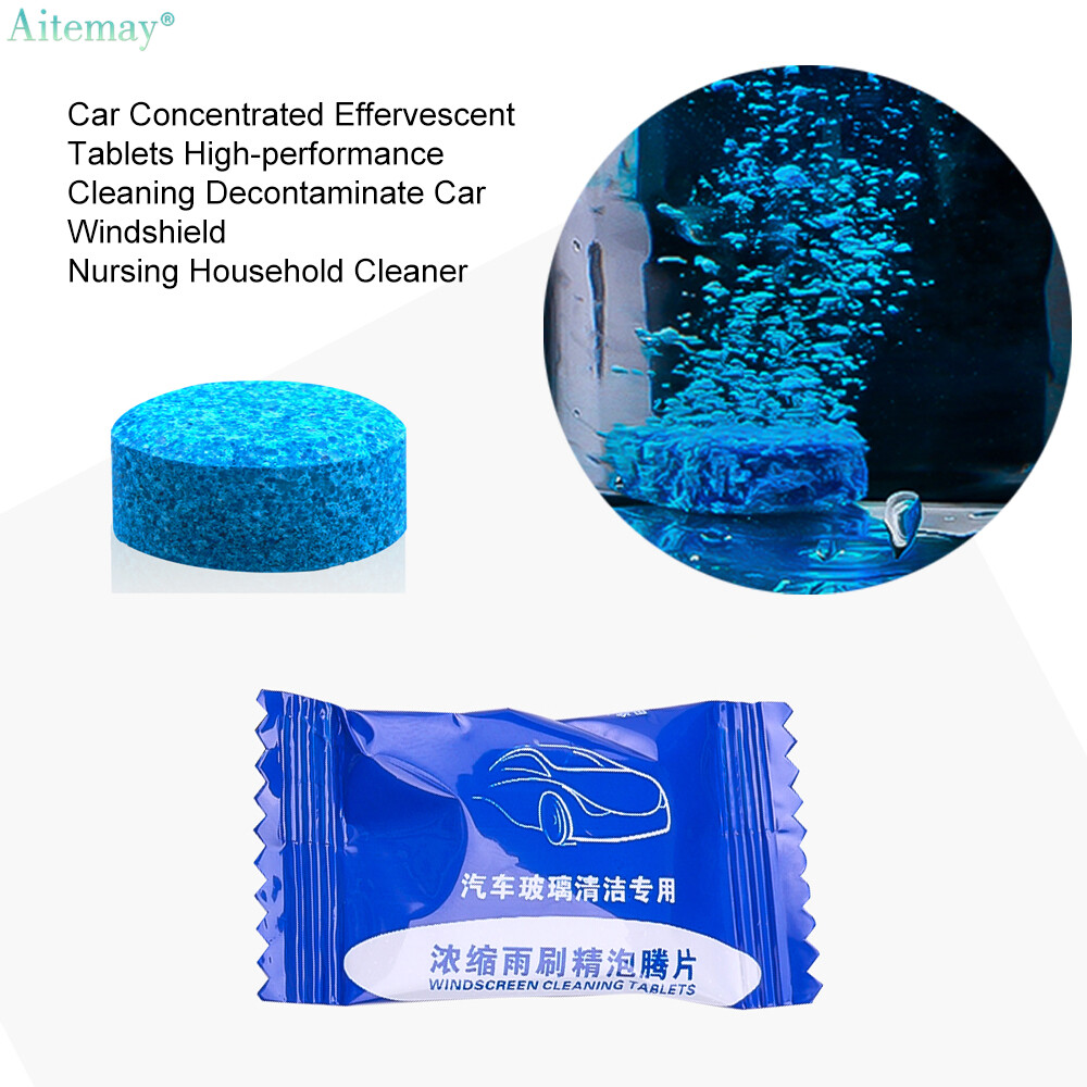 Aitemay 10Pcs Car Concentrated Effervescent Tablets Window Cleaning Cleaning Decontaminate Car Windshield Nursing Household Cleaner Glass Screen Detergent