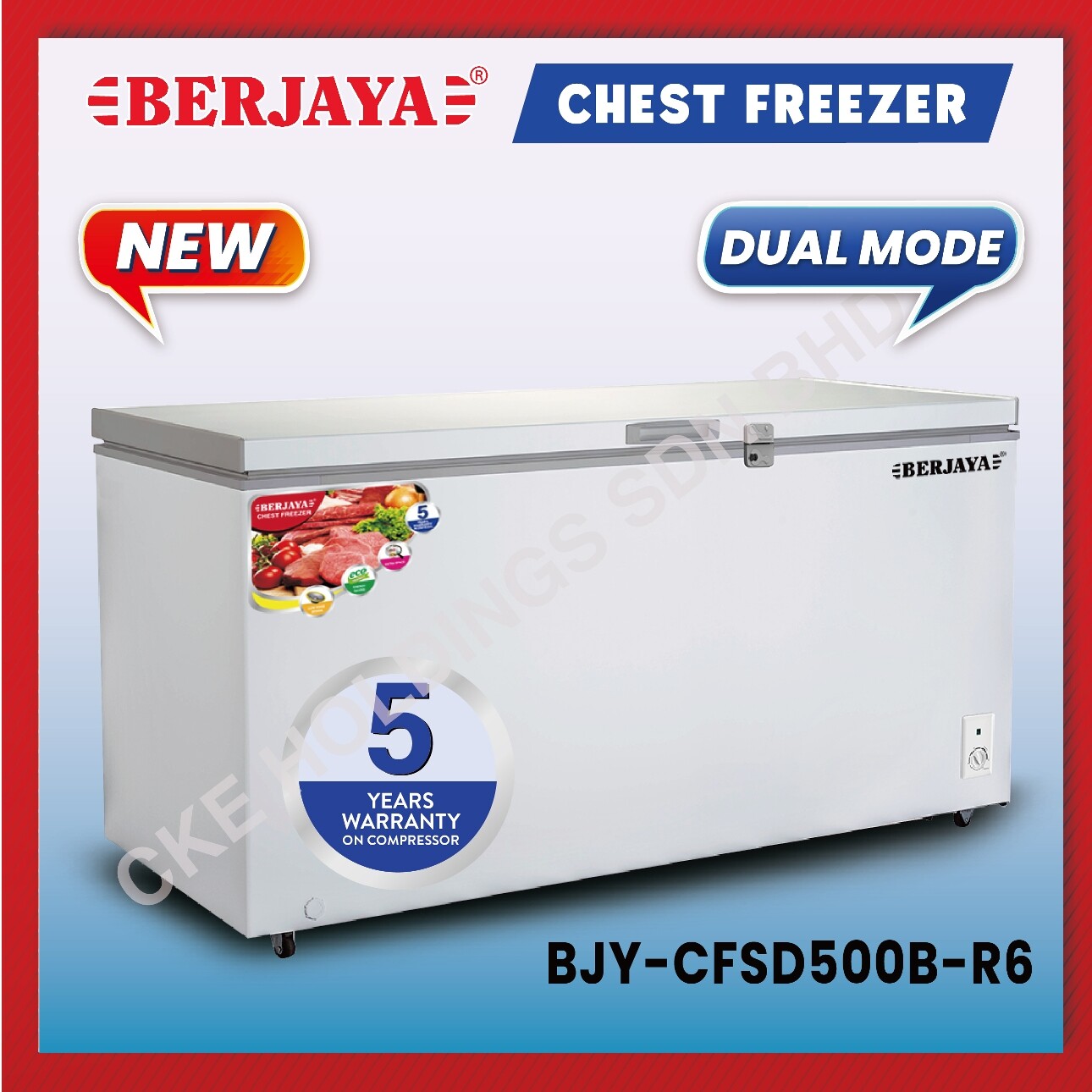 Berjaya Premium 425L Dual Chest Chiller & Freezer BJYCFSD500BR6