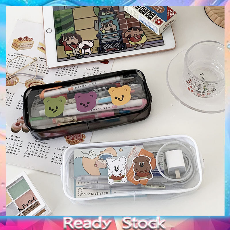 sanhe Student PVC Transparent Pencil Case Portable Large-capacity Zipper Storage Stationery Bag Cosmetic Bags