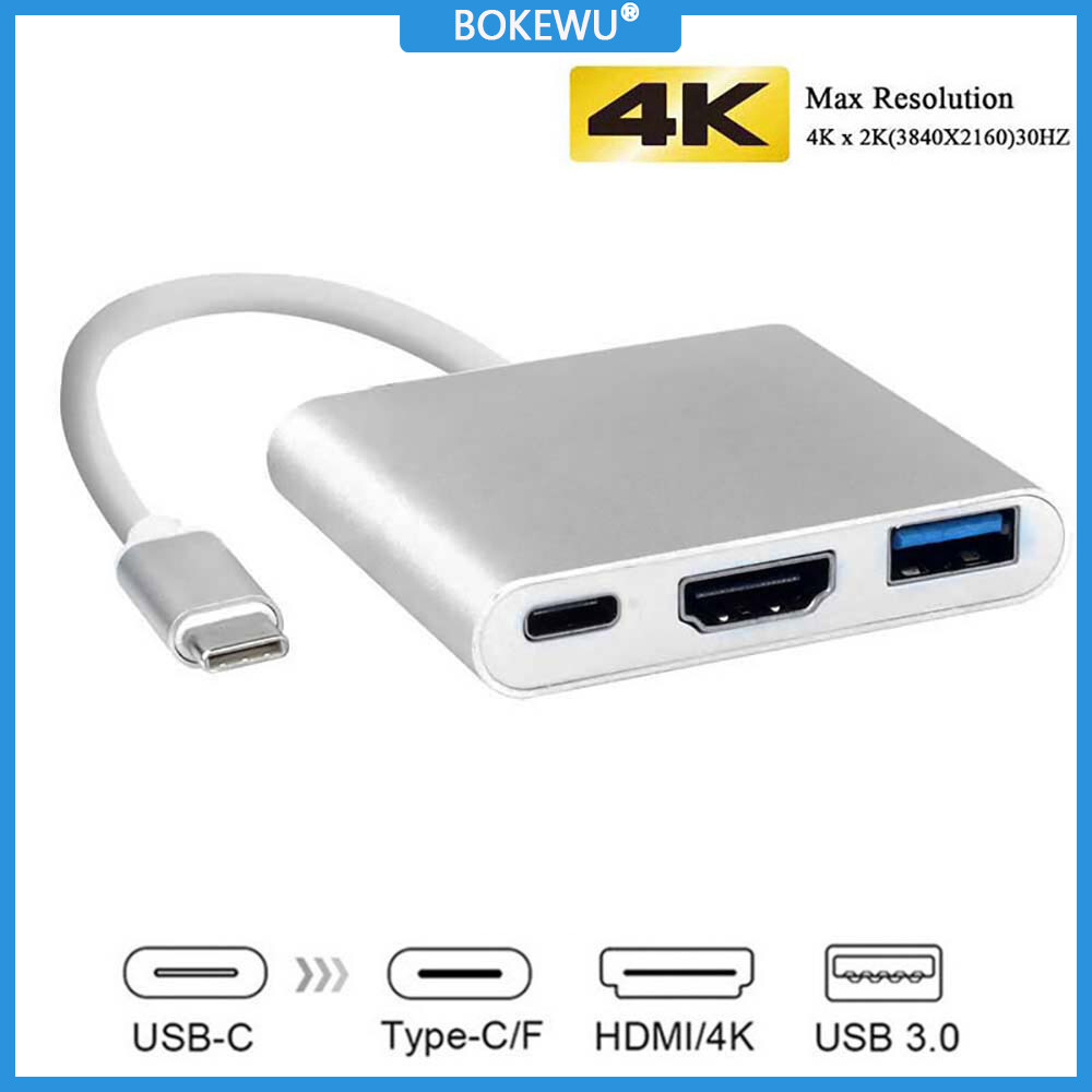 BOKEWU Bộ Chuyển Đổi USB Type C Sang HDMI Bộ Chuyển Đổi HUB 4K USB 3.1