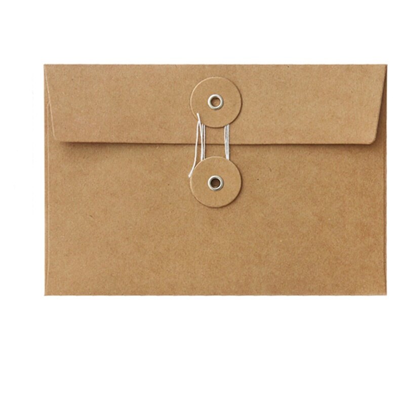 Retro Thread Buckle Thickened Kraft Envelope Creative Document File Storage Bag