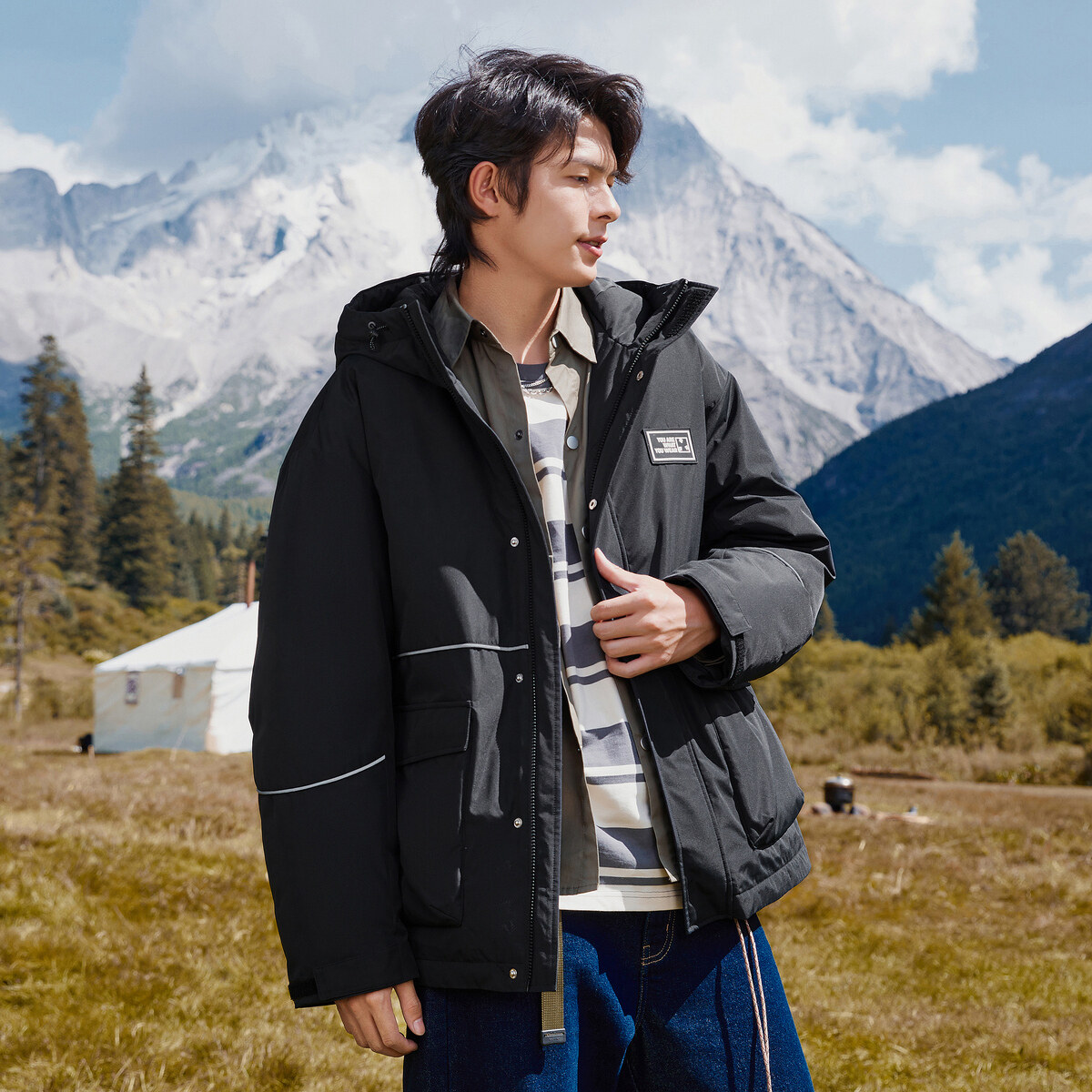Semir Down Jacket Men Winter Outdoor Work Jacket Loose Genderless Jacket Trendy Down Jacket