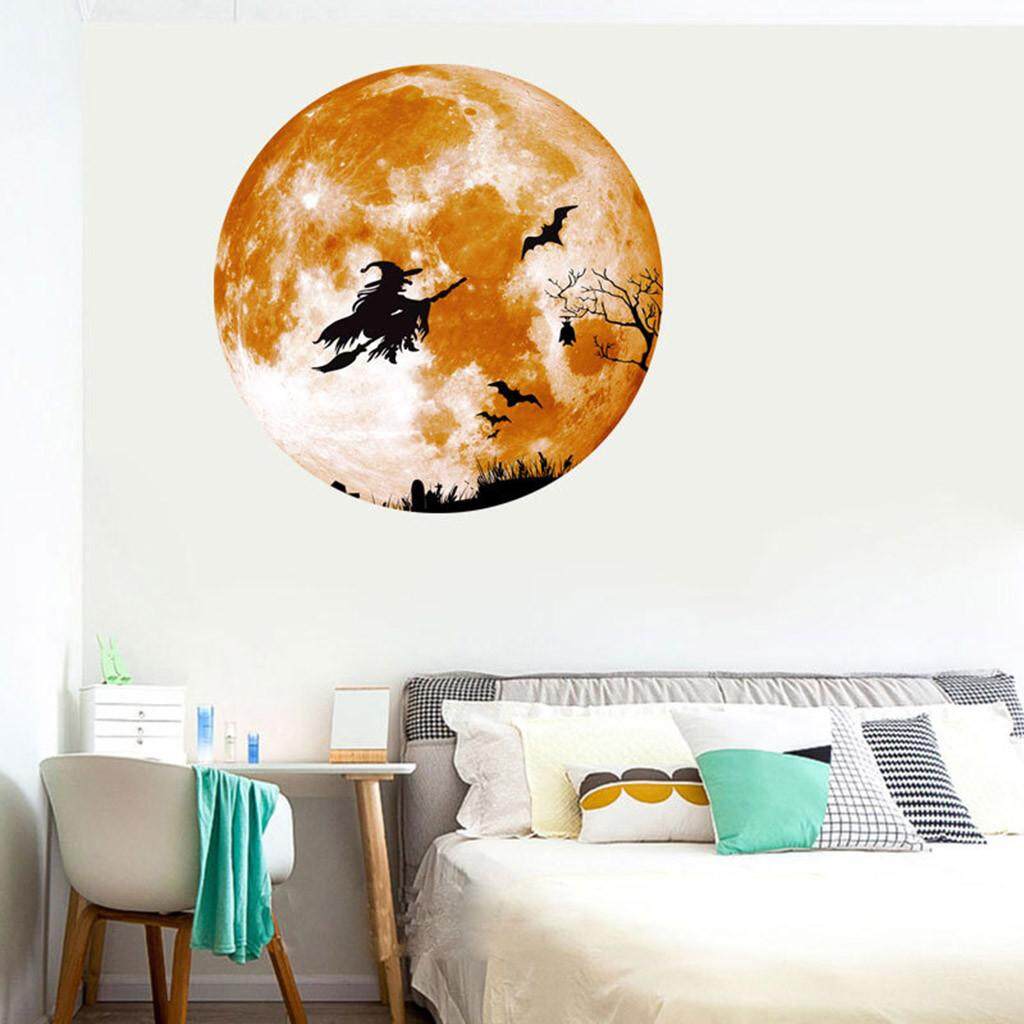 Wm Creative Luminous Moon Wall Sticker Halloween Decoration Sticker Broom Witch Lazada Ph