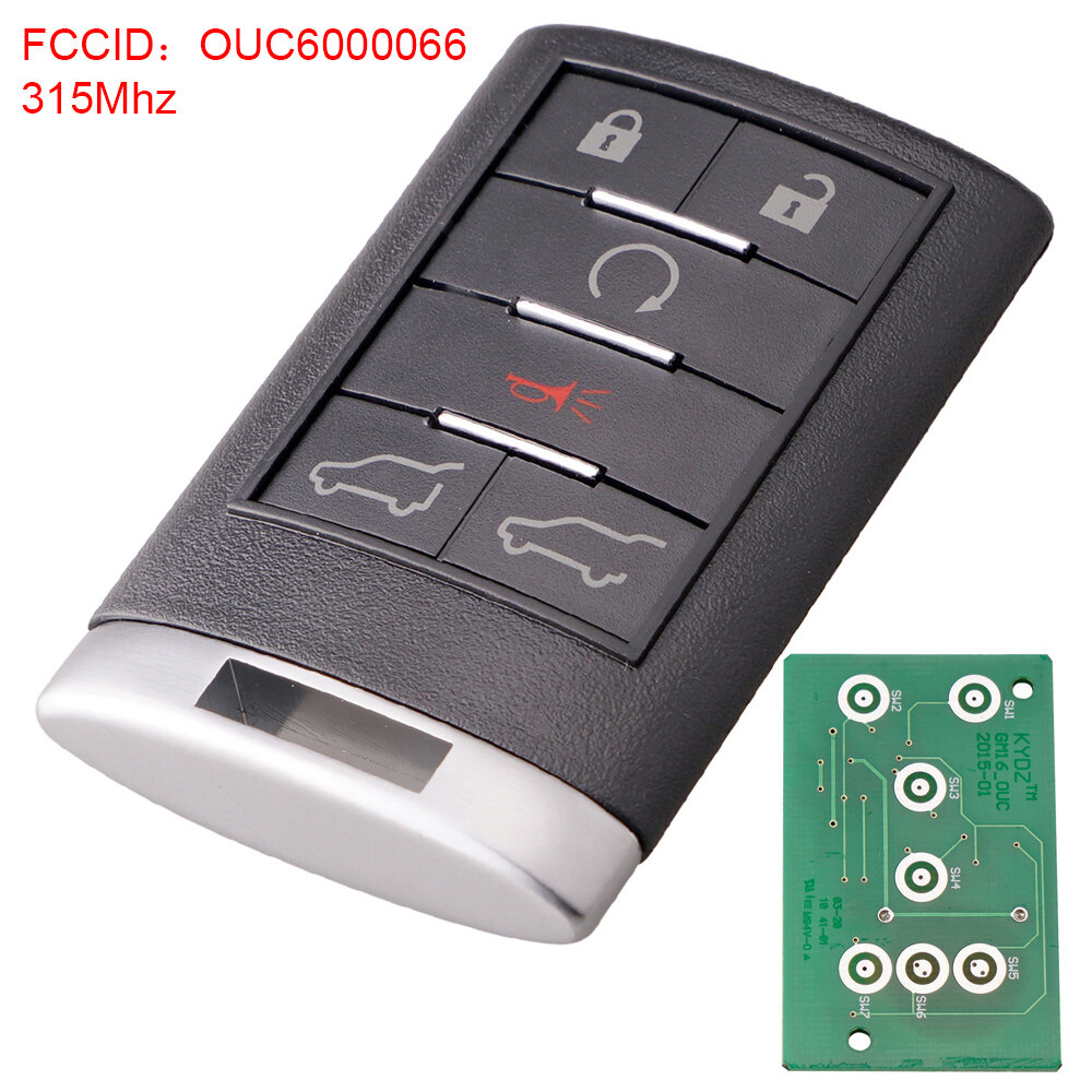 Thay thế chìa khóa xe ô tô, 315mhz 6 nút điều khiển từ xa không cần chìa khóa từ xa fob chìa khóa xe ouc6000066 phù hợp với cadillac escalade