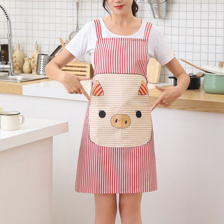 Cute Waterproof Anti-oil Apron Kitchen Cooking Restaurant Cleaning Creative Aprons for Woman Outsides BBQ