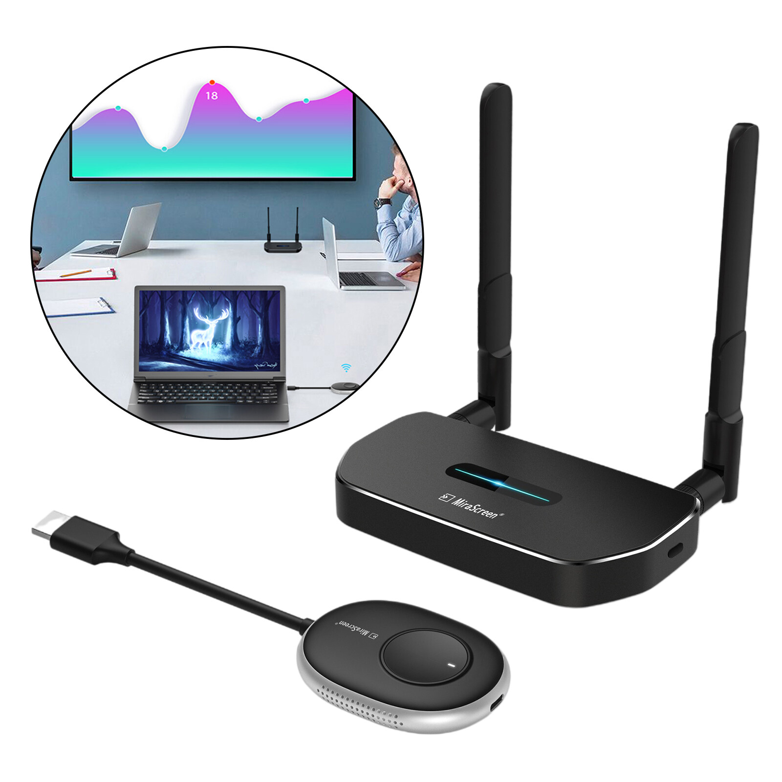 4K Wireless Audio Video Transmitter & Receiver Adapter HDMI VGA