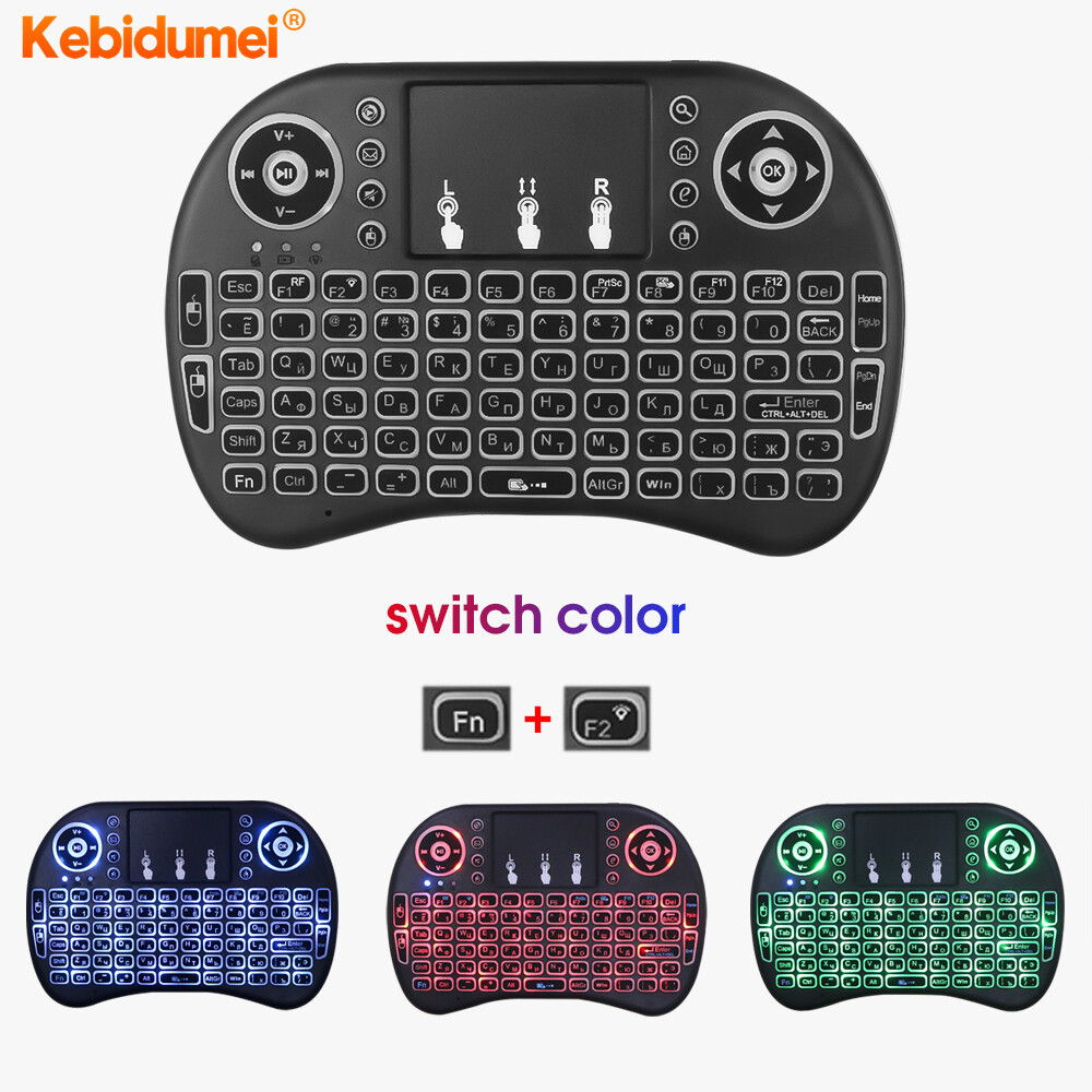 Kebidumei Backlit i8 Mini Wireless Keyboard 2.4Ghz 3 Color Air Mouse With Touchpad Remote Control For Android T V Box