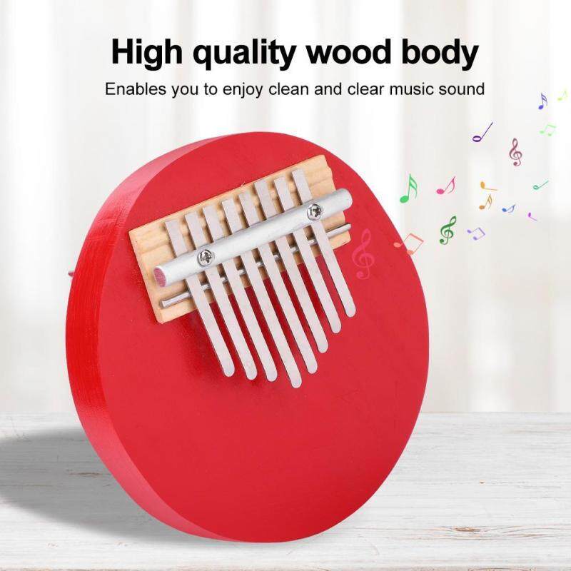 Gỗ tròn 8 Phím Kalimba Ngón Tay Cái Đàn Piano Tay Rhythem Nhạc Cụ Đỏ