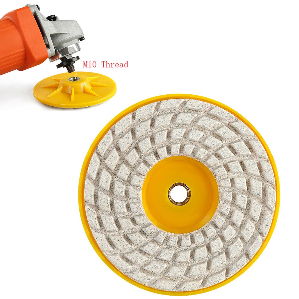 4 Inch Abrasive Diamond Dry Polishing Pad M10 Thread For Marble Granite Grinding