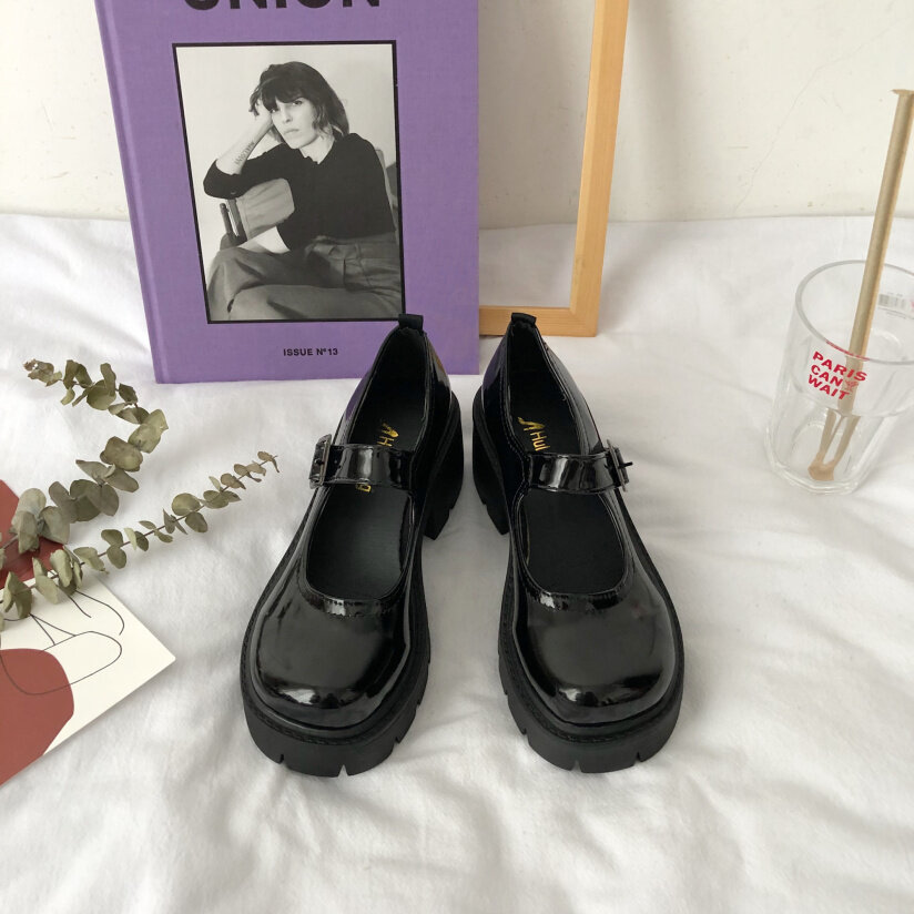 Giày Da Nữ Đế Dày Nhật Bản, Giày Đế Dày Mary Jane, Màu Đen, Đế Dày, Phù Hợp Mọi Trang Phục, Giày Đồng Phục Jk giá rẻ