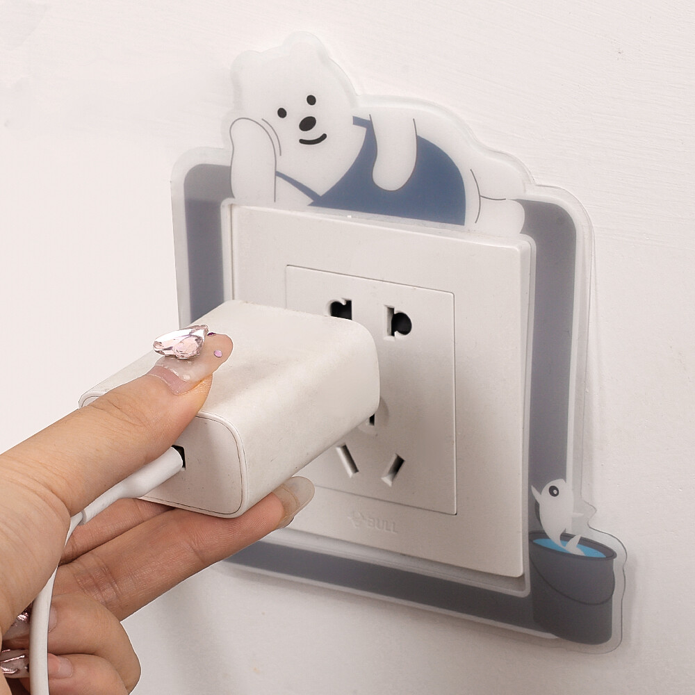 Dễ thương chuyển đổi động vật hoạt hình trang trí nhãn dán nhựa Ổ cắm chuyển đổi tường sáng Sticker 9*9cm