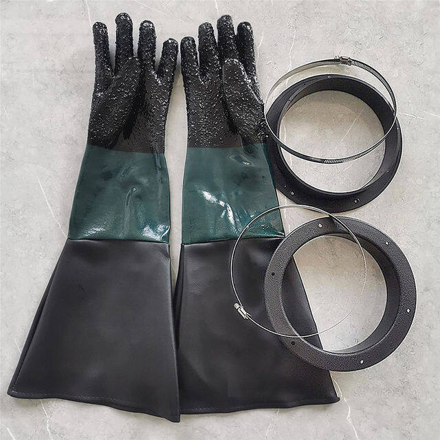 A Pair Sandblasting Gloves with 6 Holes O Rings Sand Blaster Parts 60cm ...