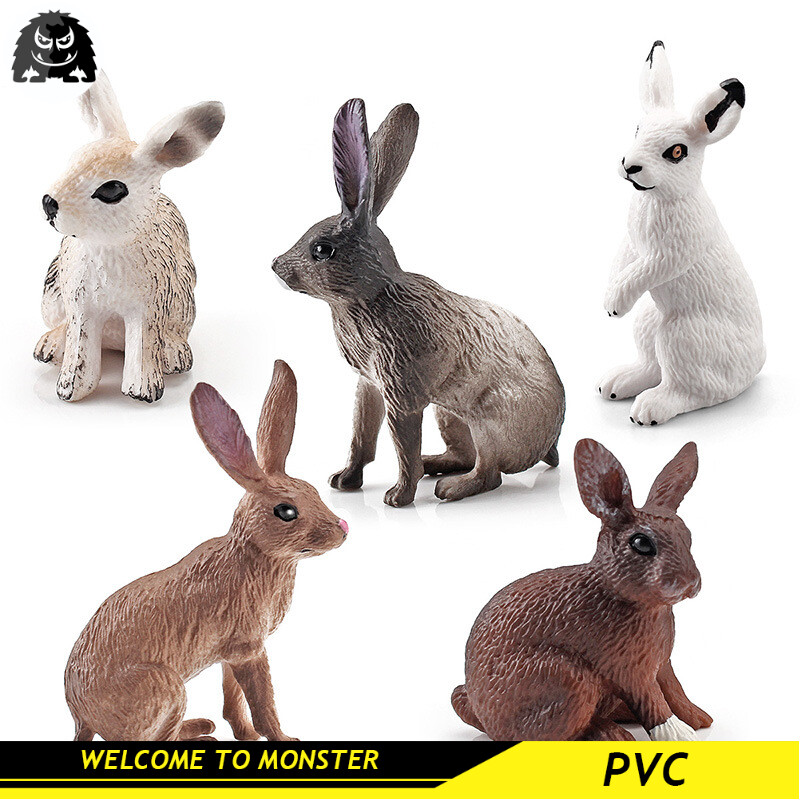 Simulation Forest Wild Rabbit Model Ornament Solid Static Rabbit Hare Shape Toy PVC Miniature Collection Toys Educational Kids Toy Toys for Boys Toys for Girls