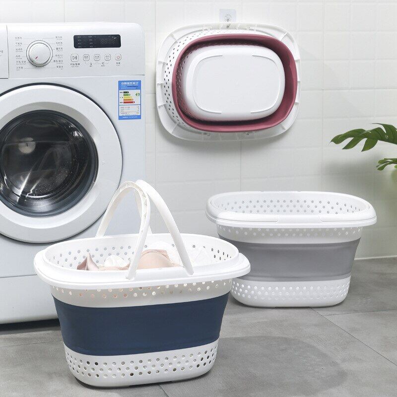 Foldable Laundry Basket Large Capacity Dirty Clothes Basket Household Bathroom Wall Hanging Laundry Storage Basket Mesh Storage Bucket Dirty Storage Box Organizer