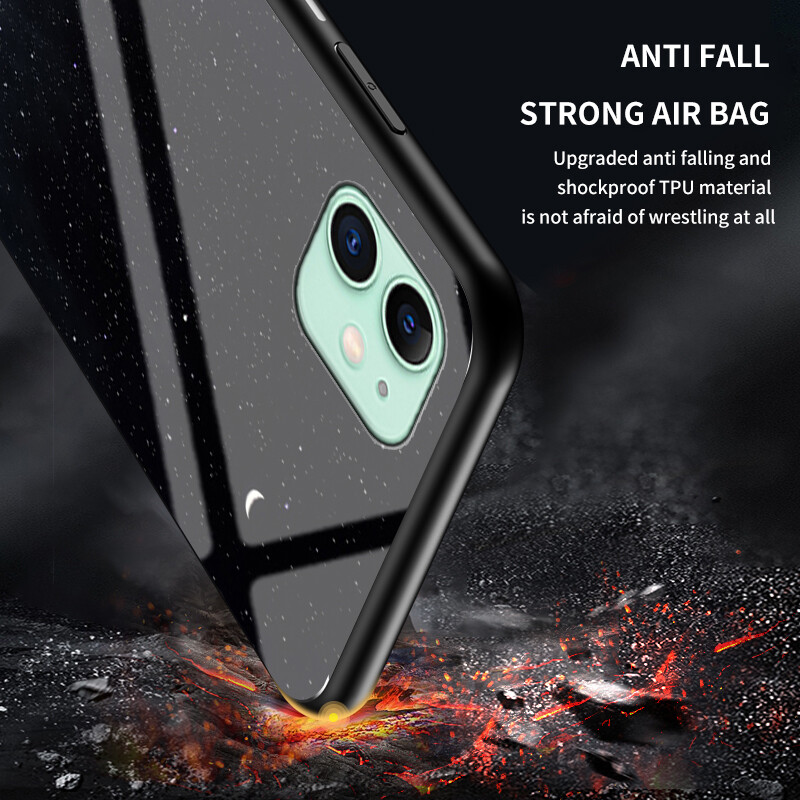 For iPhone 11 Case iPhone11 Starry Sky Tempered Glass Hard Phone Case Casing Shockproof Back Cover
