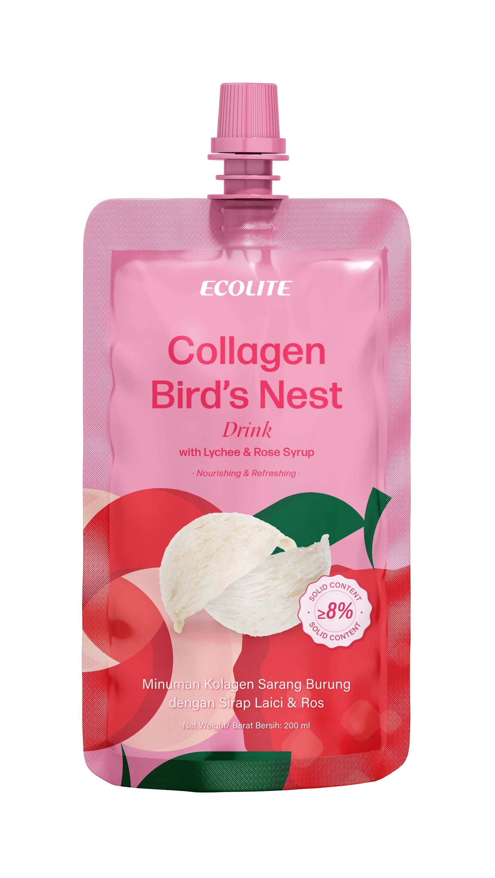 Ecolite Collagen Bird'Nest Drink With Lychee & Rose Syrup