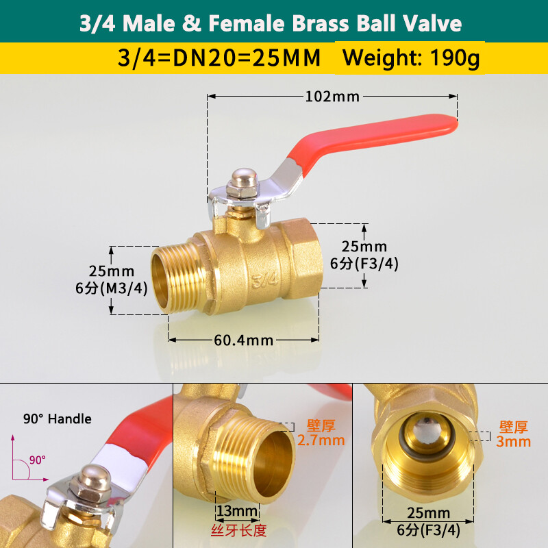 WEPHOTO 1/4 "3/8" 1/2 "3/4" Van Bi