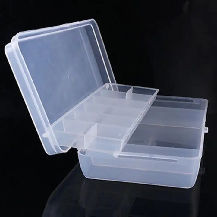 Small Durable Fishing Tools Camping Outdoor Double Layer Transparent Bait Box