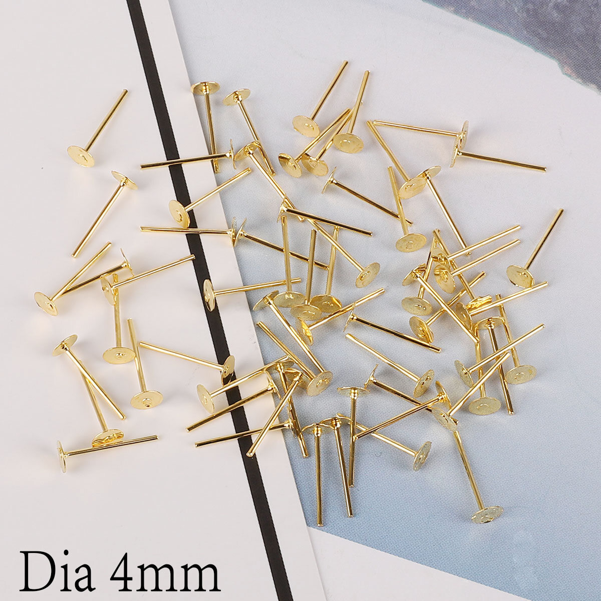 100pcs/Bag 4/6/8mm Earrings Settings Blank Round Base Cabochon Stud Ear Flat Base Posts Pure Plug Earrings