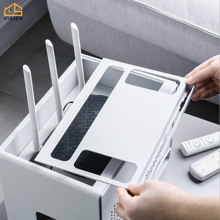 Hộp đựng Bộ định tuyến Wifi hai lớp Vision, dụng cụ sắp xếp Bộ định tuyến Wifi Loại ngăn kéo, giá đỡ dây cáp để bàn văn phòng đa chức năng, bảng điều khiển lưu trữ Wifi