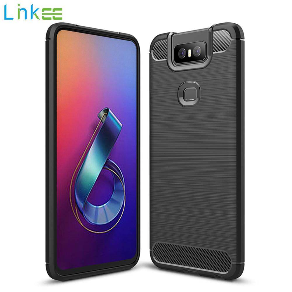 For ASUS Zenfone 6 ZS630KL Phone Case, Silicone Protection Shock Absorption Cover and Carbon Fiber Design Casing