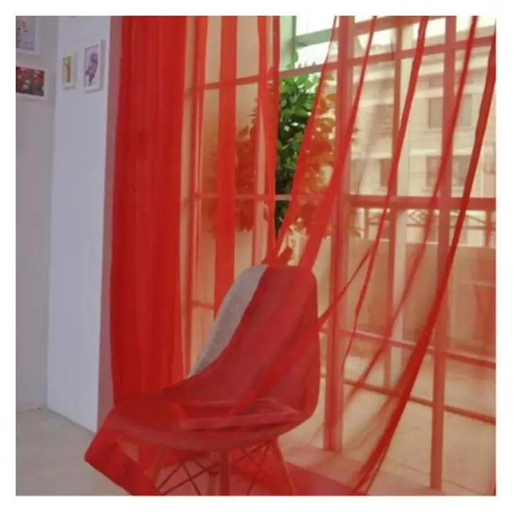 red sheer scarf valance