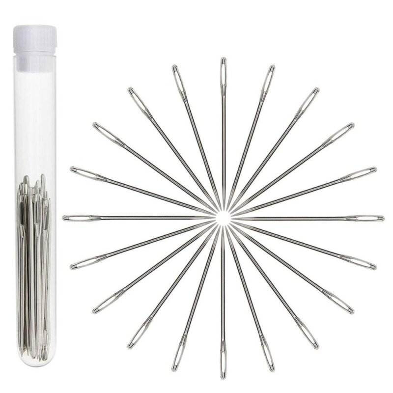 20 chiếc mắt Lớn Khâu Kim Tay Kim May cho Da Các Dự Án có Bình Rõ Ràng, 5.2 cm