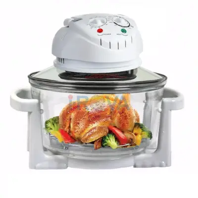 Halogen Convection Oven 12L Glass Oven Bowl Turbo Air Fryer Kitchen Oven Cooking Oven Toaster Ketuhar Gelas Roast Chicken Grill BBQ Reheat Bake Fry