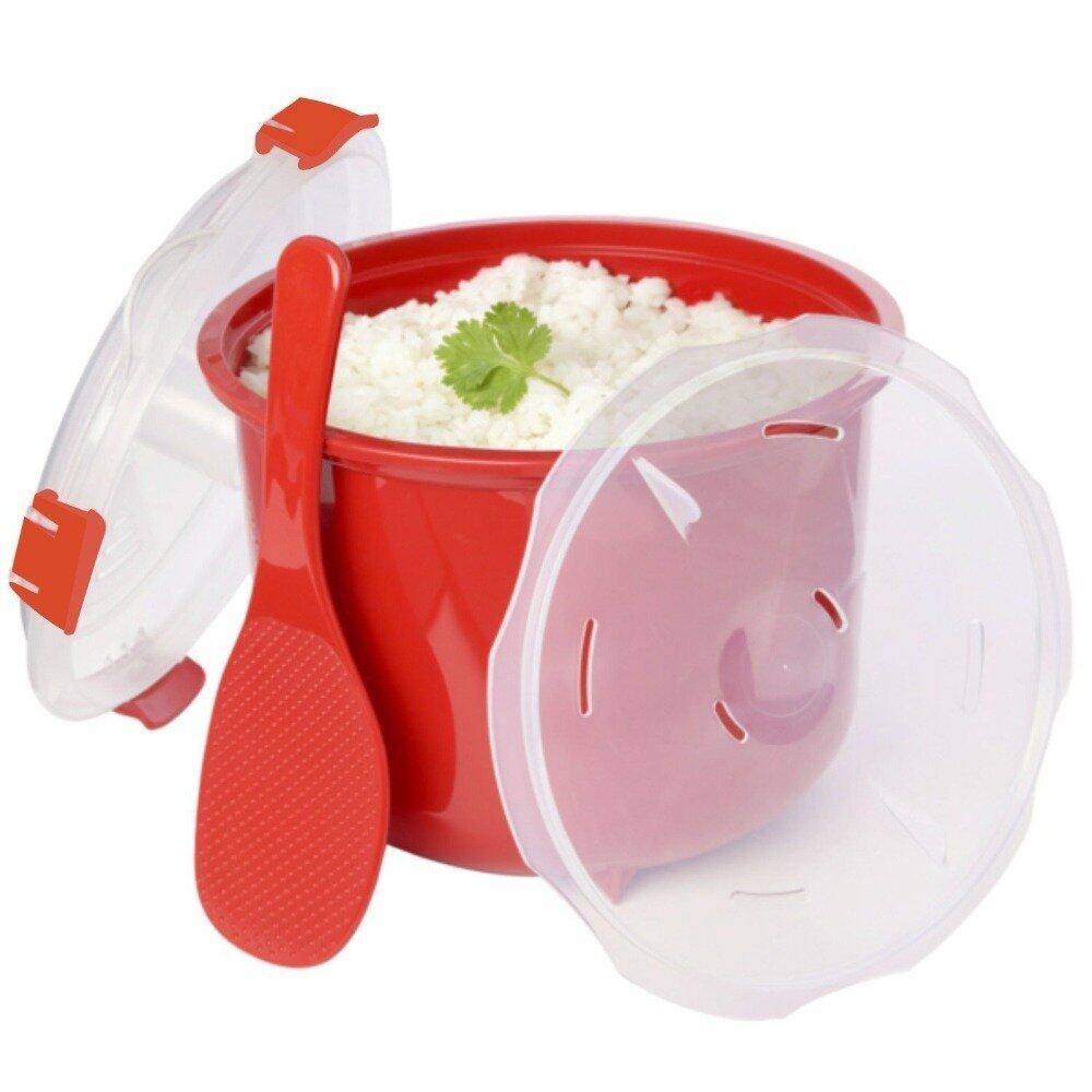 Kualitas Tinggi Microwave Rice Cooker Steamer dengan Sendok & Tutup Kunci BPA-Internasional