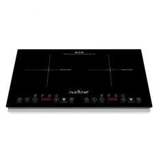 NutriChef Portable Dual 120V Electric Induction Cooker Cooktop - Digital Ceramic Countertop Double Burner w/ Kids Safety Lock - Works with Stainless Steel Pan & Other Magnetic Cookware 