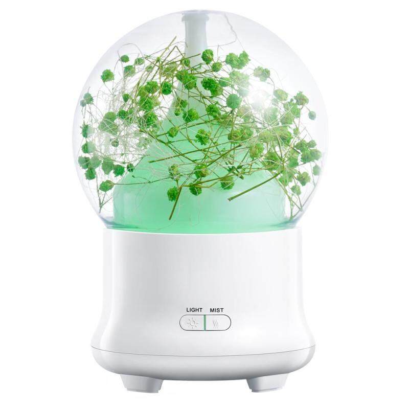 YUESHUNBUHA 100ml Essential Oil Diffuser,Preserved Fresh Flower Ultrasonic Aromatherapy Diffusers With 7 Changing Color LED Lights,2 Setting Mist Mode And Waterless Auto Shut-off For Home,Office,Yoga (UK Plug) - intl Singapore