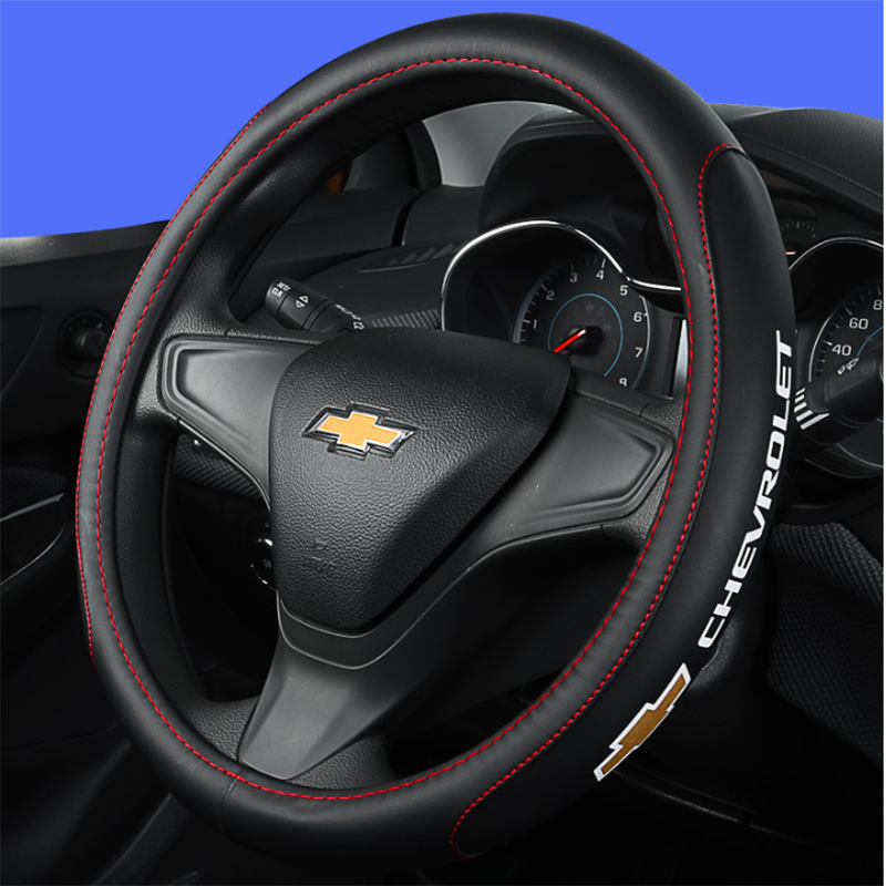 Chevrolet No Smell Leather Car Steering Wheel Cover (Round Shape) Fit Captiva Cruze Spin Optra Orlando Sonic Equinox CAVALIER Malibu