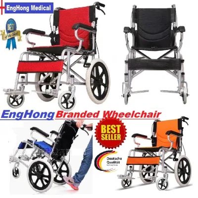 【Big Promotion】 EngHong Branded Lighweight wheelchair 10kg Strong lightest wheelchair Paling Ringan Kerusi Roda 16inch wheelchair