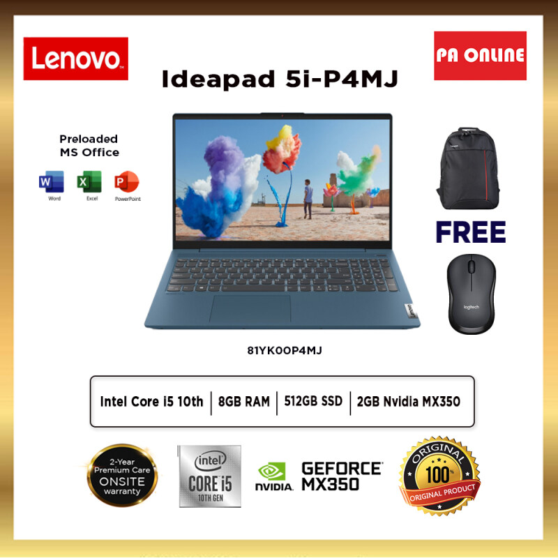 Lenovo Ideapad 5 5i -15IIL05 81YK00P5MJ -Intel Core i5-1035G1 /8GB RAM /512GB SSD /15.6 FHD /Nvidia MX350 2GB /Win 10 /Ms office /2 Years Malaysia