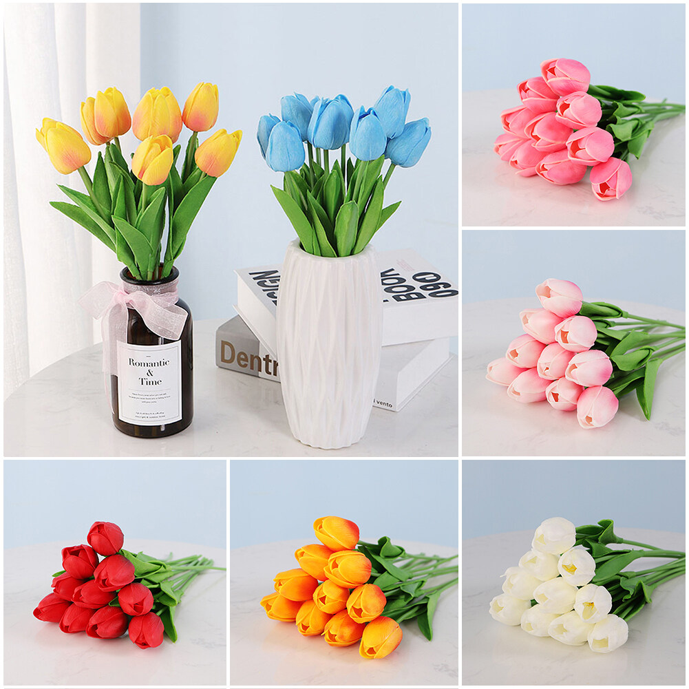 10pcs Tulip Artificial Flowers Bouquet Fake flowers Home Garden Wedding