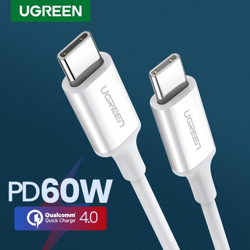 Ugreen pd 60w usb c to usb type-c cable qc4.0 3.0 fast charge data cable for macbook samsung s20 s9 usb c cable for huawei p30