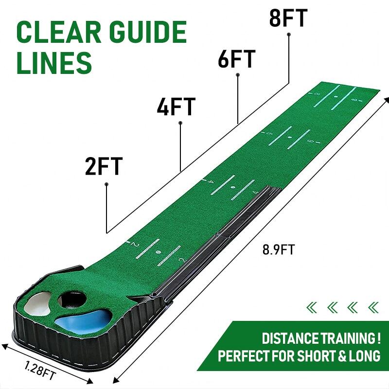 Golf Putting Mat Plastic Training Tool Driving Trainer Putter Practice Pad Chipping Hitting Carpet Gree Lenght 8.9FT*1.28FT