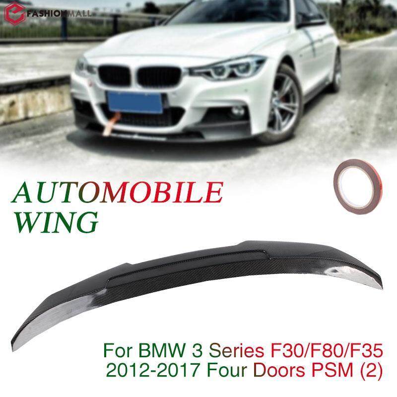 Efashionmall BMW F30/F35/F80 Sedan PSM Gaya 123*13.5*4 Cm 2012-2017 Spoiler sayap Mobil Tail Wing Batang Belakang Sayap Dekorasi Mobil Bagasi Rental Ekor Serat Karbon Sayap Mobil Ekor Meningkatkan 4D Hitam