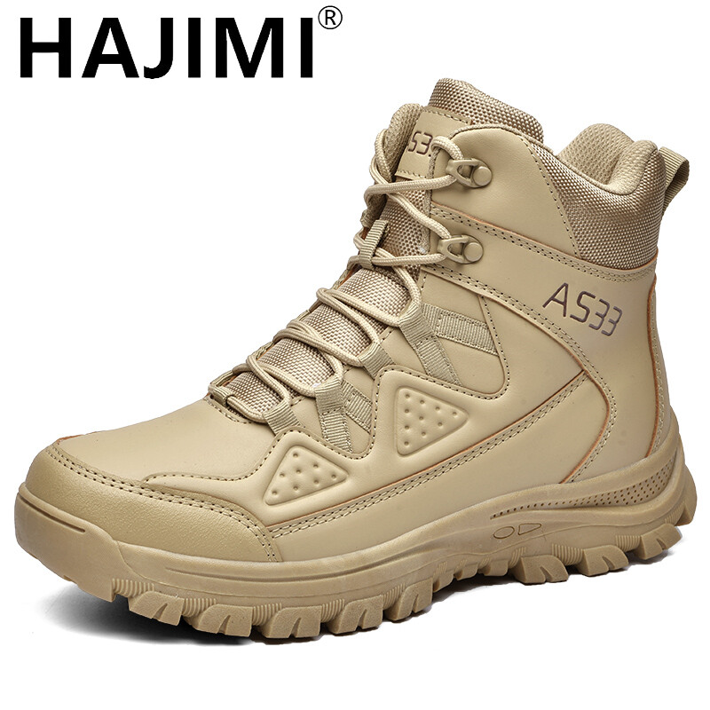HAJIMI Men tactical boots army boots climbing hiking shoes ankle boots men outdoor boots desert military waterproof work safety shoes