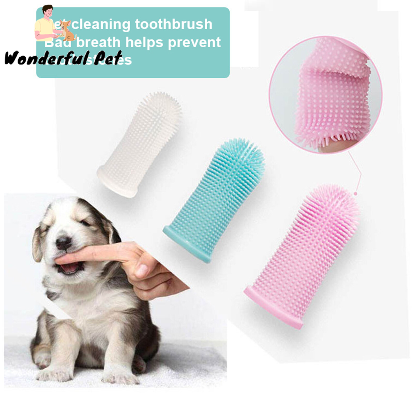 【Pet Supplies 】Pet Fingertip Toothbrush Soft Bristles Oral Cleaning
