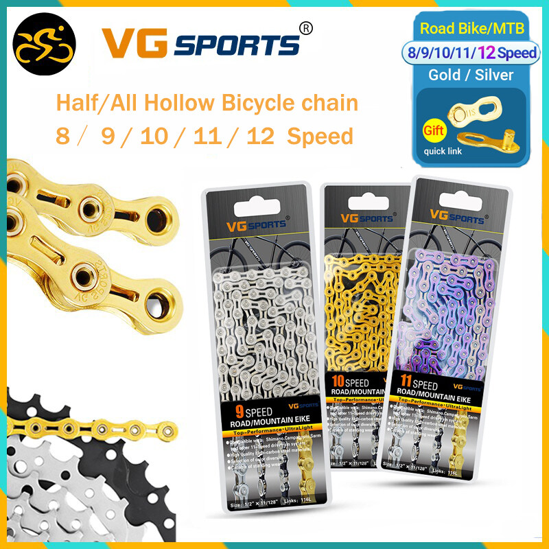Bibike 9/10/11/12 Speed Bike Chain Lightweight Full Hollow Chain Suitable for Mountain Bike Road Bike 